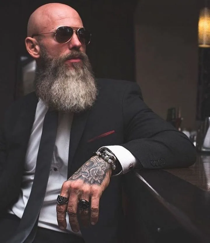 Long beard for bald guys