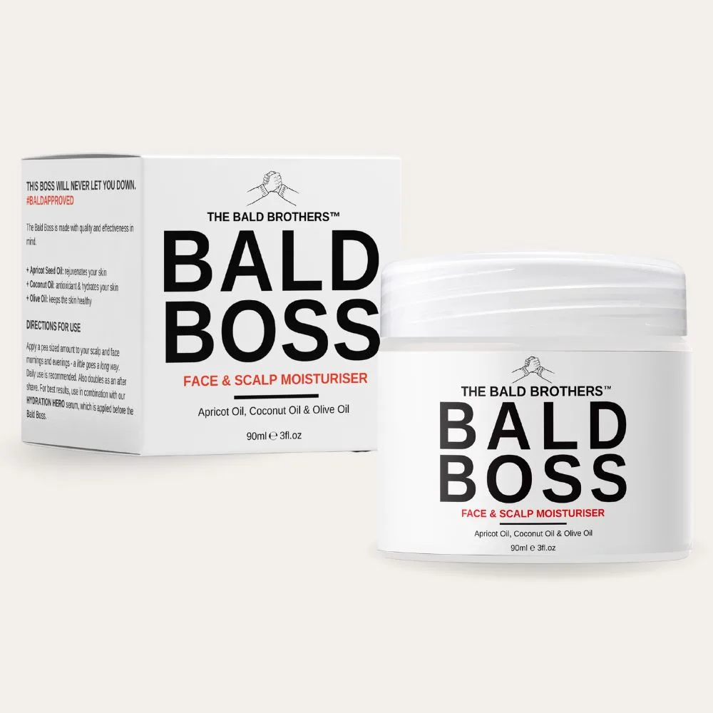 The Bald Brothers Bald Head Care with Apricot Seed Oil | Face & Scalp Moisturizer | Protects, Hydrates, Vegan, No Grease, Matte | Bald Boss Moisturizer | Fragrance Free | 90 Day Supply | 3oz