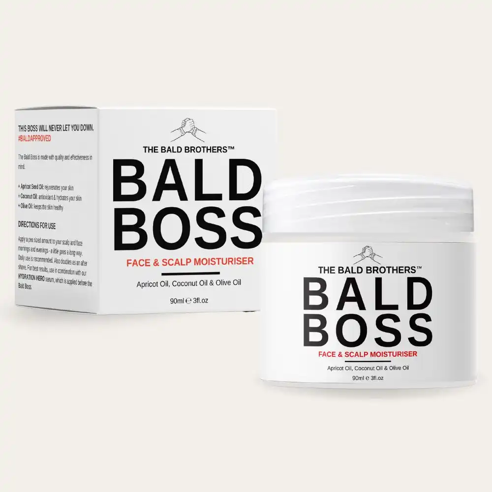 The Bald Brothers Bald Head Care with Apricot Seed Oil | Face & Scalp Moisturizer | Protects, Hydrates, Vegan, No Grease, Matte | Bald Boss Moisturizer | Fragrance Free | 90 Day Supply | 3oz